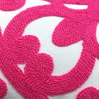 Alysheer Embroidered Lumbar Throw Pillow Cover 12"x 20" Set of 2, Hot Pink - Image 3