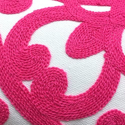 Alysheer Embroidered Lumbar Throw Pillow Cover 12"x 20" Set of 2, Hot Pink - Image 3