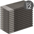 Cotton Clinic Set of 12 Hemstitch Cloth Napkins 100% Cotton 20X20 inches - Ultra Soft Absorbent Restaurant Hotel Quality - Cocktail Napkins Wedding Dinner Napkins - Washable Cloth Napkins Grey - Image 2