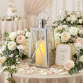 TRIROCKS Stainless Steel Decorative Lantern 12'' H Metal Candle Holder Hanging Candle Lantern with Tempered Glass for Christmas Home Decor Living Room Parties Events Indoor Outdoor(Silver Trapezoid) by TRIROCKS