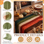 6 Pcs Fall Thanksgiving Cheesecloth Table Runners 118" Boho Gauze - Image 4
