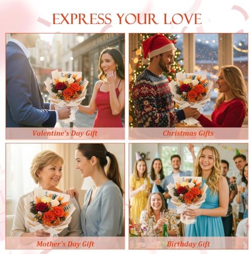 Flowers for Delivery Prime Preserved Orange Roses Bouquet Save 3-5 Years - Image 4