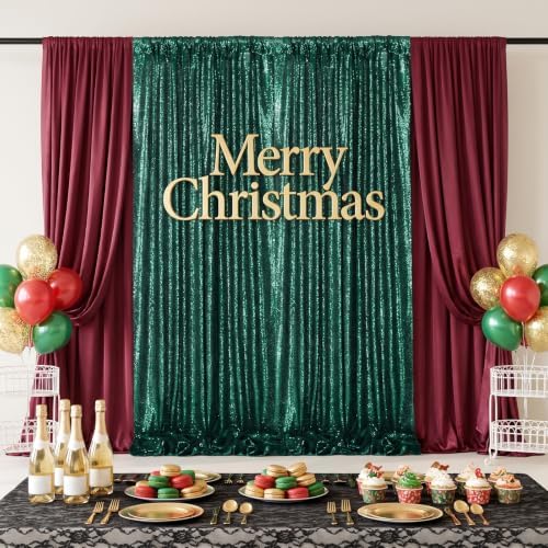 Green Sequin Backdrop Curtains,4 Panels 2FTx8FT Curtain Backdrop for Party - Image 4