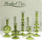 Rtteri 5 Pcs Glass Candlestick Holders Colorful Glass Taper Candle Stand Groovy Candlestick Wavy Boho Chic Clear Bases Holders Elegant Vase for Home Party Centerpiece(Green) - Image 2