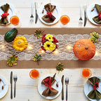 Tudomro 6 Pcs Burlap Table Runner with LED String Lights 12 x 108 Inches Rustic Jute Lace Table Runners Farmhouse Jute Linen Decoration Wedding Decor for Holiday Party Wedding Decorations - Image 6