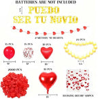 Puedo Ser Tu Novio Light Up Letters Proposal Decorations, 15Pcs 6.3" Letter Signs, 24Pcs Flameless Candles 2000Pcs Red Artificial Rose Petals 40Pcs Latex Balloons 10Pcs Heart Balloon Valentine's Day - Image 2
