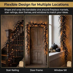 Halloween Garland with Lights, Black Vine Garland for Fireplace Mantel, Halloween Mantel Decor, Gothic Party Decoration, Flexible Indoor Hanging Decor (9 FT (2.7M)) - Image 4