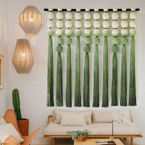Macrame Wall Hanging Green Dip Dyed Sphericity Cotton Wall Art 39"W*39"L - Image 2