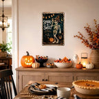 Vintage Metal Tin Sign Halloween Skeleton Witch Black Cat Pumpkin Vintage Wall Art for Porch Bar 6×8 Inches with Metal Frame - Image 4