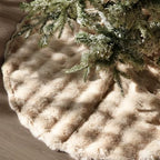 Christmas Tree Skirt 60 Inch, Light Khaki Faux Fur Tree Skirt Puff Quilt Fluffy Tree Decorations, Soft Plush Tree Cover Mat Skirts for 6ft 7ft 8ft Trees, Farmhouse Christmas Decorations Rustic Decor - Image 6