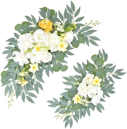 Yellow White Artificial Arch Flowers for Wedding Arch Decor by Finphoon