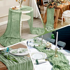 14 Pack Sage Green Cheesecloth Table Runner 17x108 Inch Semi Sheer Boho Gauze Cheese Cloth Fabric Table Runners, for Wedding Party Baby Shower Birthday Home Decor Garden Farmhouse - Image 6