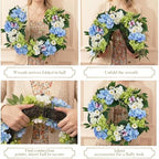 Valery Madelyn 24" Hydrangeas Spring Summer Wreaths for Front Door - Image 4