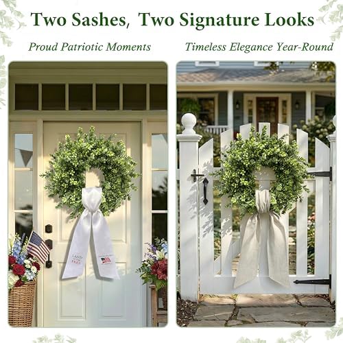 26 Inch Boxwood Wreaths for Front Door,Faux Greenery Wreath - Image 2
