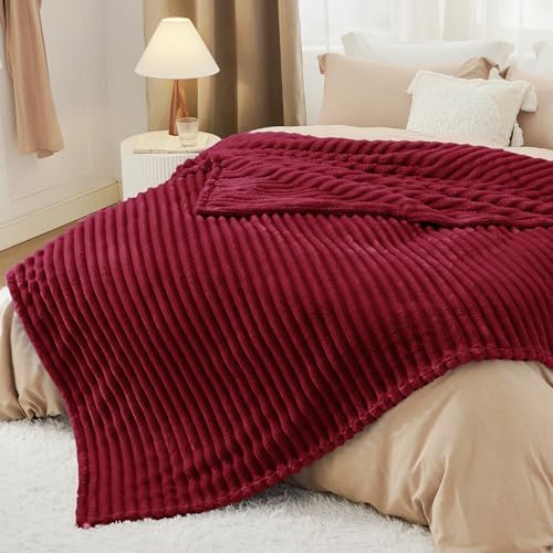 Bedsure Soft Queen Size Blanket for Bed Deep Red 90"x90" - Image 6