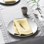 100% Pure Linen Napkins Yellow with Embroidered Dot Set of 4, 18 x 18 Inch - Image 7