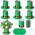 Remerry 6 Set 5 Inch St. Patrick's Day Hat Vase Table Centerpiece Green High Top Hat Buckle Round Flower Box with Paper Removable Foam Green Vase for Irish Wedding Holder Kitchen Home Party Decoration by Remerry