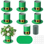 Remerry 6 Set 5 Inch St. Patrick's Day Hat Vase Table Centerpiece Green High Top Hat Buckle Round Flower Box with Paper Removable Foam Green Vase for Irish Wedding Holder Kitchen Home Party Decoration by Remerry