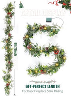 Christmas Garland with Lights, 6 Feet Prelit Garland, Battery Operated - Image 3