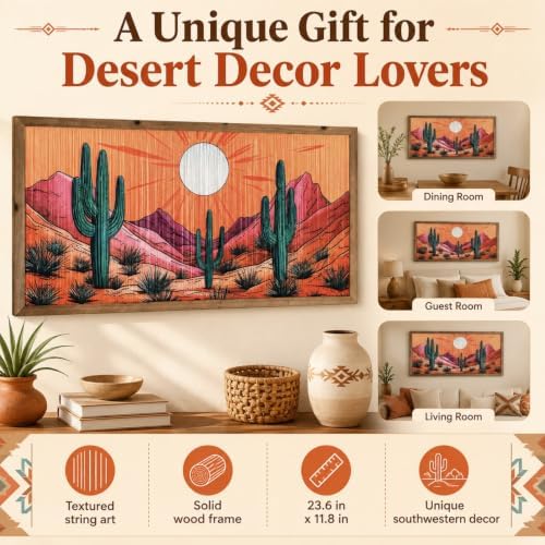 flangairy 24x12 Inch Cactus Macrame Wall Art, Southwestern Desert Decor - Image 4