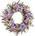 Purple Hydrangea Wreath for Front Door, 22 Inch Spring Wreath with Lavender & Artificial Flowers, Berry and Grain Accents, Rustic Farmhouse Floral Wreath for Outdoor Porch Indoor Home Decor by wwmira