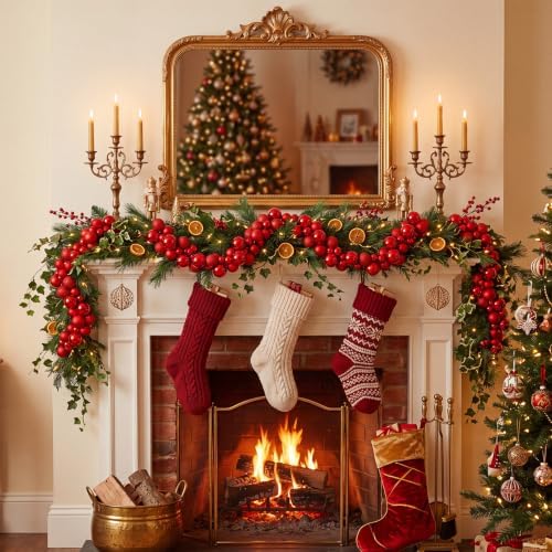 Silipull 5 Pcs 2.3 ft Large Christmas Ball Garland Ornaments, Red - Image 7