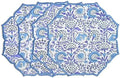 CPC Indigo Blue Block Print Cotton Floral Placemat 15x15 Inch, Set of 4 by COTTONPRINTCLUB