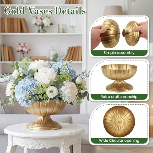 Vintage Gold Compote Vases 8.5" x 5.4" for Wedding Table Centerpieces - Image 4