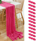 12 Pack Hot Pink 10 Ft Cheesecloth Table Runner 20x120 Inch Boho Wrinkled Sheer Romantic Gauze Decor for Wedding, Bridal Shower, Birthday Party by Dspoot