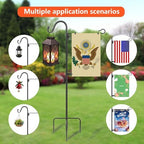 Upgraded Garden Flag Stand 65.3" Garden Flagpole Stand with Shepherd Hooks for 28 x 40 Flags Yard Flag Holder Stand for Garden Flags(Without Solar Lights & Flag) - Image 5