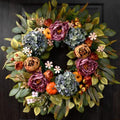26" Fall Wreaths for Front Door, Peony Hydrangea Pumpkins Wreath by Waipfaru