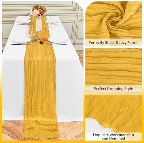 12 Pack Gold 10Ft Cheesecloth Table Runner - Image 3