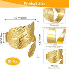 50 Pcs Gold Napkins Rings Bulk, Wedding Napkin Rings Set with Elegant Leaf Design, Premium Gold Napkin Holders for Thanksgiving Christmas Party Table Decor - Image 2