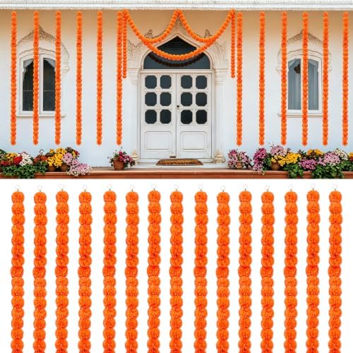 15 Pack of 5 FT Marigold Garland Decoration for Pooja & Diwali by Unknown