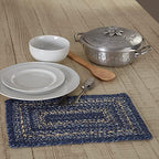 VHC Brands Farmhouse Great Falls Blue Table Placemat, Blue White, Jute Blend, Rectangle, 10x15 Inches, 8 Pack 8 Pack - Image 2