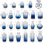 Clear Gradient Blue Glass Bud Vase Set of 22 Pcs,Small Bud Vases in Bulk,Glass Crystal Flower Vases Table Centerpieces for Party Event Wedding Decor Baby Shower Decorations (Gradient Blue, 22 Pcs) - Image 4