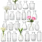 Dandat 24 Pieces Small Clear Vase Bulk 12 Style Decorative Bud Vase by Dandat
