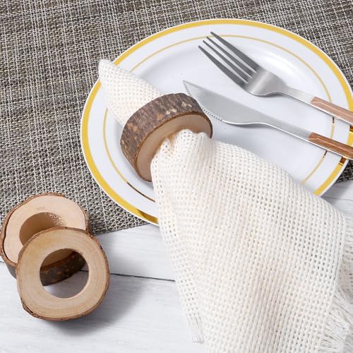 50 Pcs Wooden Bark Napkin Ring 1.18 Inch Handcrafted Wooden Napkin Holder Decorative Round Shaped Holders with Bark Edge Natural Design for Table Dining Parties Special Occasions Kitchen & Home Decor - Image 6