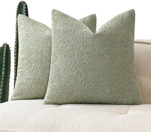 MIULEE 18x18 Decorative Boucle Couch Pillow Covers Sage Green by MIULEE