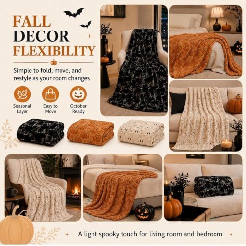 Halloween Throw Blanket Decorative Pattern for Sofa and Bedroom Fall Decor - Image 7