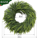 26" Lifelike Artificial Christmas Norfolk Pine Wreath for Front Door Decor - Image 6