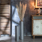 Sziqiqi Silver Tall Floor Vase, Metal Cylinder Vases for Home Decor, 2Pcs - Image 2