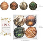 JORNOY Christmas Balls Ornaments Set, 6 inch/150mm Extra Large Shatterproof Plastic Hanging Bulbs for Xmas Tree Decorations Holiday Party with String, 4 Pack-Earth Tone - Image 4