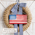 Rustic Marlin Watercolor American Flag Twine Sign Patriotic Farmhouse Barnwood Wall Decor Wooden Hanging Sign for Front Door Entryway Living Room Americana Home Decor - Image 4