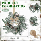 6 PCS Mini Christmas Wreaths for Kitchen Cabinet Front Door with Bow - Image 3