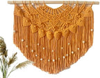 Youngeast Large Macrame Wall Hanging Boho Beaded Curtain for Window Macrame Bedroom Headboard Living Room Wall Art Tassel Tapestry Bohemian Woven Wall Decor 31" W X 25" H (Orange) by Unknown