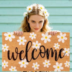 Hello Spring Coir Doormat, Welcome Daisy Doormat, Spring Front Door Mat, Housewarming Gift, Coir Coconut Husk Front, Seasonal Spring Daisy Floor Rug for Indoor Outdoor, 17x29 Inch (Daisy) - Image 4