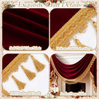 Red Velvet Christmas Banner 120 x 30 Inch Vintage Mantel Garlands - Image 4
