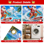 7x16FT Merry Chrismas Garage Door Banner Santa Claus Surfing Beach Garage Door Cover Decoration for Chrismas Outdoor Decoration - Image 3