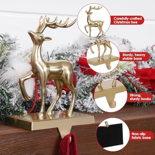 Christmas Stocking Holders for Mantle 2 Reindeer Stocking Hangers - Image 3